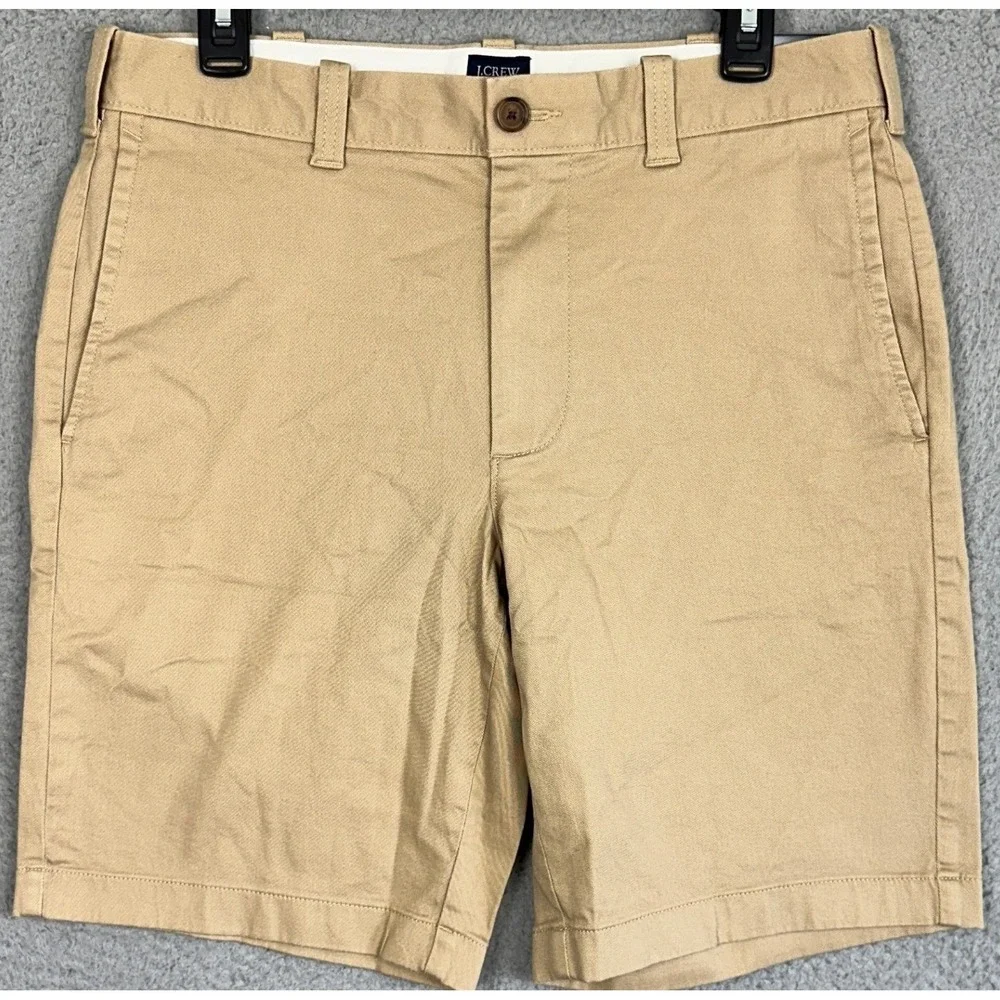 NEW J Crew Shorts Mens 31X9 Tan Khaki Chino Casual Flat Front Comfort Stretch